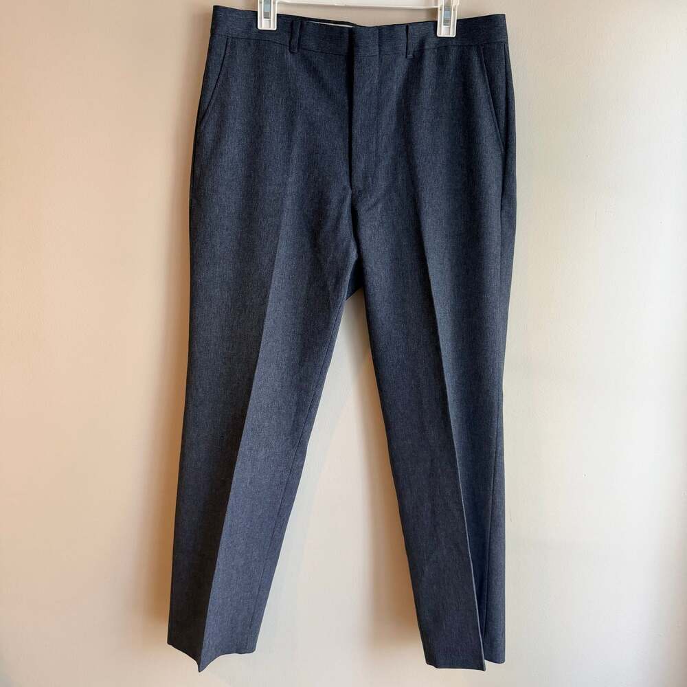 Gray Slate Tailored Dress Pants, Flat Front Trousers - Size 36W 30